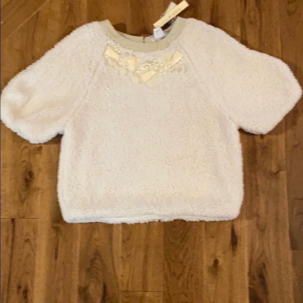 Cream women’s embellished sweater. Small Esley